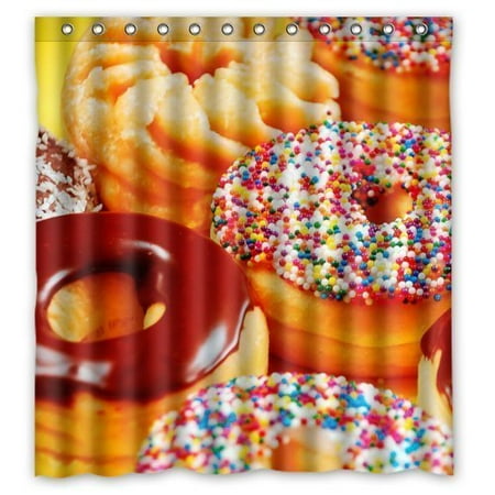 Chocolate Donut Shower Curtain Bathroom Decor Fabric /& 12hooks 71x71inches